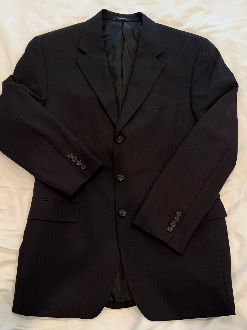Vintage RALPH Ralph Lauren 40R Suit Jacket Charcoal Pinstripe 100% Wool 3 Button